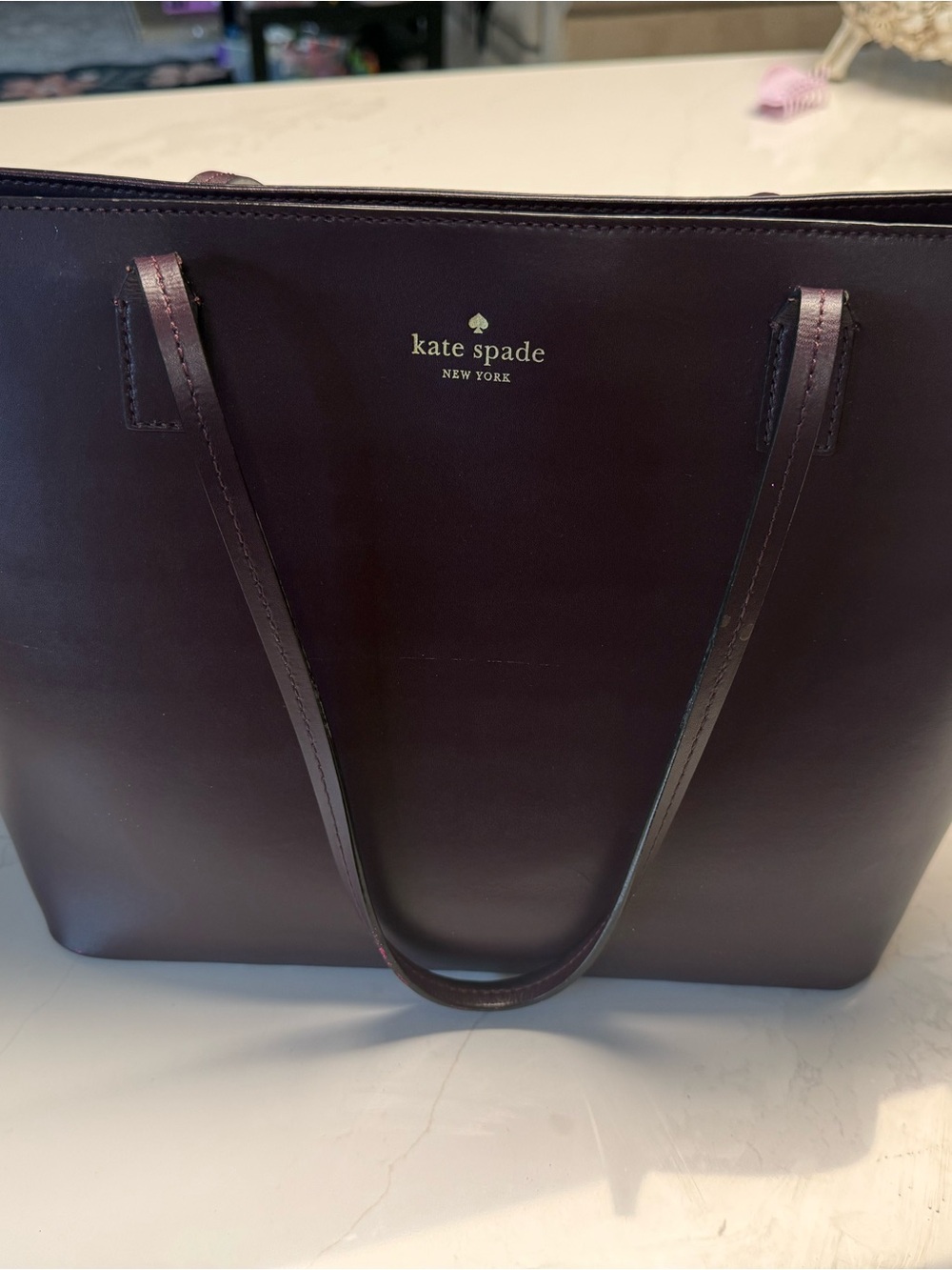 kate spade Deep Plum Leather Tote Bag
